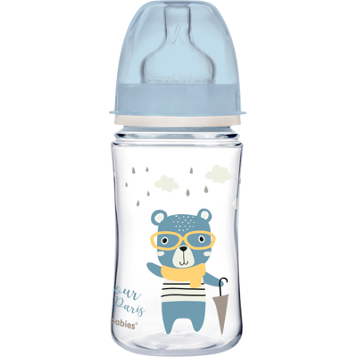 CANPOL BABIES Dojčenská antikoliková fľaša široká EasyStart BONJOUR PARIS modrá 240 ml CANPOL BABIES Dojčenská antikoliková fľaša široká EasyStart BONJOUR PARIS modrá 240 ml