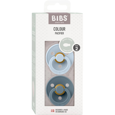 BIBS Colour symetrické cumlíky z prírodného kaučuku veľkosť 2, Baby Blue / Petrol 2 ks BIBS Colour symetrické cumlíky z prírodného kaučuku veľkosť 2, Baby Blue / Petrol 2 ks