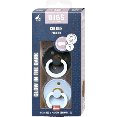 BIBS Colour Cumlíky z prírodného kaučuku - veľkosť 1, Iron nočný/Baby Blue nočný, 2 ks BIBS Colour Cumlíky z prírodného kaučuku - veľkosť 1, Iron nočný/Baby Blue nočný, 2 ks