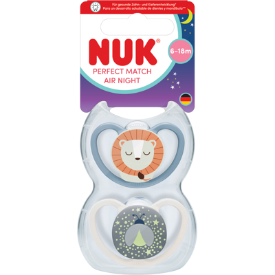 NUK Cumlík Perfect Match AIR Night LION 6-18m BOX 2 ks NUK Cumlík Perfect Match AIR Night LION 6-18m BOX 2 ks