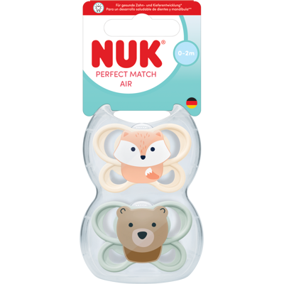NUK Cumlík Perfect Match AIR FOX/BEAR 0-2m 2 ks NUK Cumlík Perfect Match AIR FOX/BEAR 0-2m 2 ks