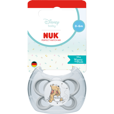 NUK Cumlík Perfect Match AIR DISNEY Medvídek Pú GREY 0-6m NUK Cumlík Perfect Match AIR DISNEY Medvídek Pú GREY 0-6m