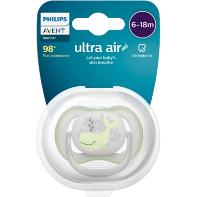 PHILIPS AVENT Cumlík Ultra air obrázok 6-18m velryba PHILIPS AVENT Cumlík Ultra air obrázok 6-18m velryba