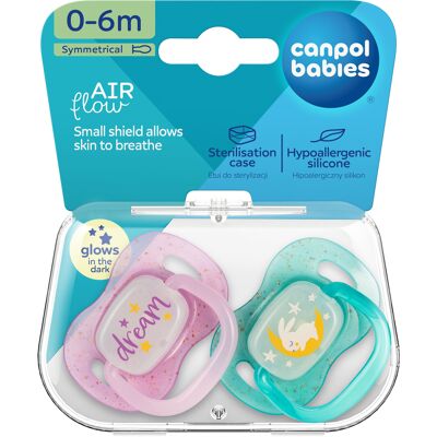 CANPOL BABIES Cumlík svietiaci silikónový symetrický NIGHTGLOW 0-6m dievča 2 ks CANPOL BABIES Cumlík svietiaci silikónový symetrický NIGHTGLOW 0-6m dievča 2 ks