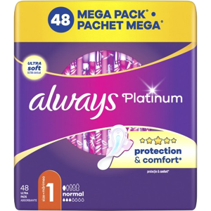 ALWAYS Platinum Normal (veľkosť 1) Vložky s krídelkami 48 ks ALWAYS Platinum Normal (veľkosť 1) Vložky s krídelkami 48 ks