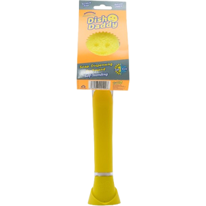 SCRUB DADDY Dish Daddy Hubka na umývanie riadu, s rukoväťou a dávkovačom saponátu Yellow SCRUB DADDY Dish Daddy Hubka na umývanie riadu, s rukoväťou a dávkovačom saponátu Yellow