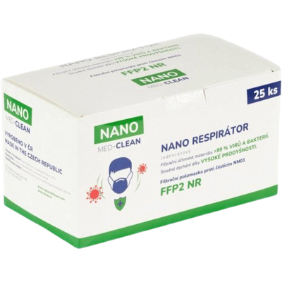 NANO MED CLEAN Nanovlákenný jednorazový respirátor FFP2 25 ks NANO MED CLEAN Nanovlákenný jednorazový respirátor FFP2 25 ks