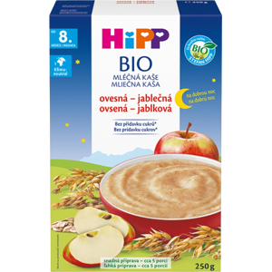 HIPP BIO Kaša mliečna na dobrú noc ovsená/jablková od 8m+, 250 g HIPP BIO Kaša mliečna na dobrú noc ovsená/jablková od 8m+, 250 g