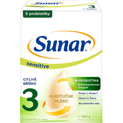 SUNAR Sensitive 3, batoľacie mlieko 500 g SUNAR Sensitive 3, batoľacie mlieko 500 g