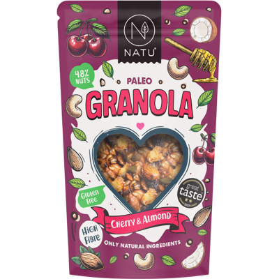 NATU Paleo Granola Čerešne a mandle 350 g NATU Paleo Granola Čerešne a mandle 350 g