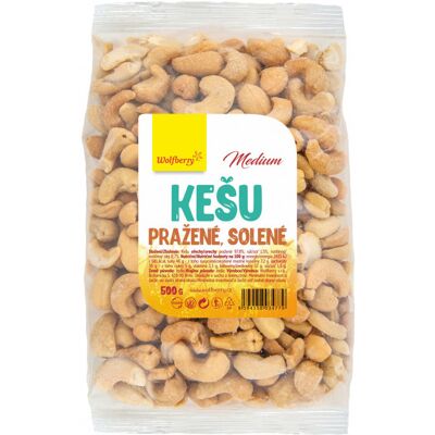 WOLFBERRY Kešu pražené solené medium 500 g WOLFBERRY Kešu pražené solené medium 500 g