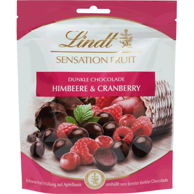 LINDT Sensation Fruit Bonbóny z horkej čokolády plnené ovocnou zložkou malín a brusníc 150 g LINDT Sensation Fruit Bonbóny z horkej čokolády plnené ovocnou zložkou malín a brusníc 150 g