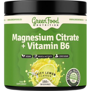 GREENFOOD NUTRITION Magnesium Citrate + Vitamín B6 šťavnatý citrón 150 g GREENFOOD NUTRITION Magnesium Citrate + Vitamín B6 šťavnatý citrón 150 g