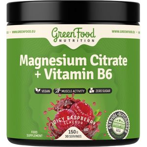 GREENFOOD NUTRITION Magnesium Citrate + Vitamín B6 šťavnatá malina 150 g GREENFOOD NUTRITION Magnesium Citrate + Vitamín B6 šťavnatá malina 150 g