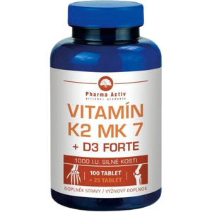 PHARMA ACTIV Vitamin K2 MK 7+D3 Forte 100+25tbl ZDARMA PHARMA ACTIV Vitamin K2 MK 7+D3 Forte 100+25tbl ZDARMA