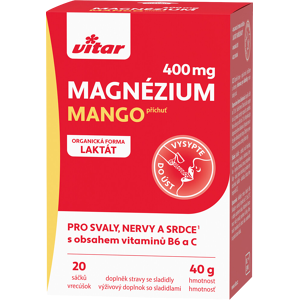 VITAR Magnézium 400 mg + vitamíny B6 a C 20 vrecúšok VITAR Magnézium 400 mg + vitamíny B6 a C 20 vrecúšok