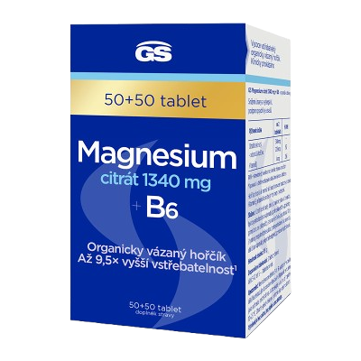 GS Magnesium citrát 1340mg+B6 100 tabliet GS Magnesium citrát 1340mg+B6 100 tabliet