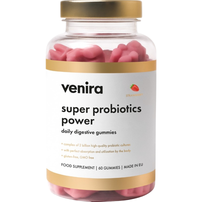 VENIRA Super probiotics power - medvedíky na trávenie jahoda 60 ks VENIRA Super probiotics power - medvedíky na trávenie jahoda 60 ks