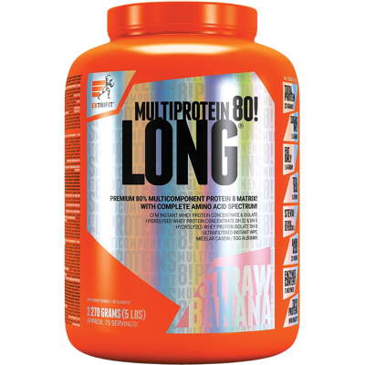 EXTRIFIT Long 80 Multiprotein Jahoda, Banán 2270 g EXTRIFIT Long 80 Multiprotein Jahoda, Banán 2270 g