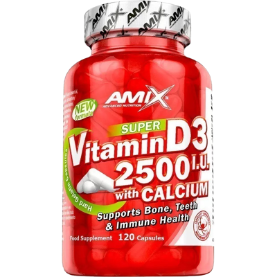 AMIX Vitamín D3 2500 I.U. s vápnikom 120 kapsúl AMIX Vitamín D3 2500 I.U. s vápnikom 120 kapsúl