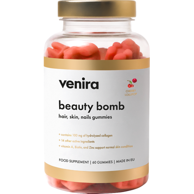VENIRA beauty bômb - medvedíky pre vlasy, nechty a pleť čerešňové lízatko 60 ks VENIRA beauty bômb - medvedíky pre vlasy, nechty a pleť čerešňové lízatko 60 ks