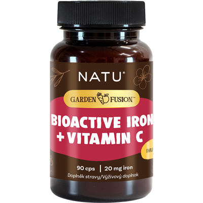 NATU Garden Fusion, Bioaktivné železo 20 mg s vitamínom C a piperinom 90 kapsúl NATU Garden Fusion, Bioaktivné železo 20 mg s vitamínom C a piperinom 90 kapsúl