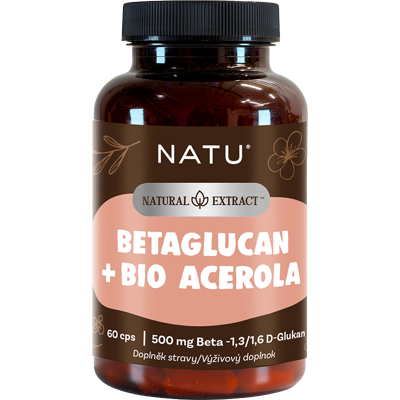 NATU Natural Extract, BetaGlukan 500 mg s BIO acerolou 60 kapsúl NATU Natural Extract, BetaGlukan 500 mg s BIO acerolou 60 kapsúl