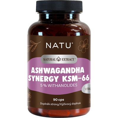 NATU Natural Extract, Ashwagandha extrakt KSM-66 (5% withanolidov) s piperinom 90 kapsúl NATU Natural Extract, Ashwagandha extrakt KSM-66 (5% withanolidov) s piperinom 90 kapsúl