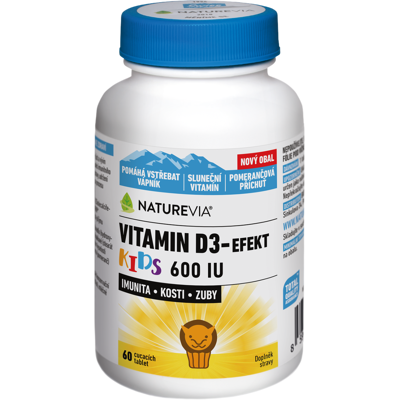 NATUREVIA Vitamín D3-Efekt Kids, cmúľacie tablety 60 ks NATUREVIA Vitamín D3-Efekt Kids, cmúľacie tablety 60 ks