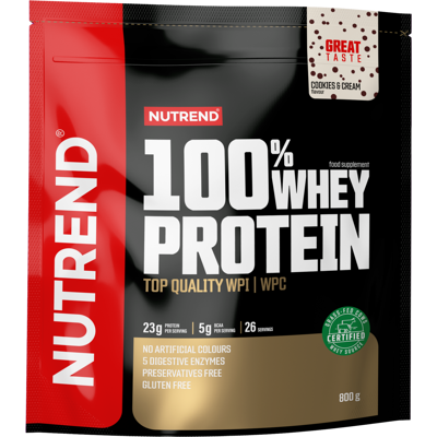 NUTREND 100% Whey Protein Cookies&Cream 800 g NUTREND 100% Whey Protein Cookies&Cream 800 g