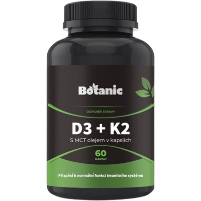 BOTANIC Vitamín D3 + K2 - s MCT olejom 60 kapsúl BOTANIC Vitamín D3 + K2 - s MCT olejom 60 kapsúl