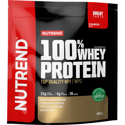 NUTREND 100% Whey Protein Jahoda 800 g NUTREND 100% Whey Protein Jahoda 800 g