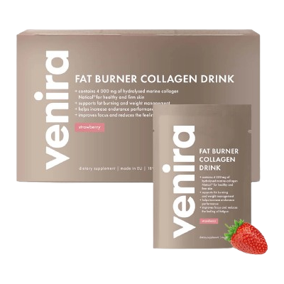 VENIRA Spaľovač tukov + kolagénový drink, morský, jahoda 30 x 6.3 g VENIRA Spaľovač tukov + kolagénový drink, morský, jahoda 30 x 6.3 g