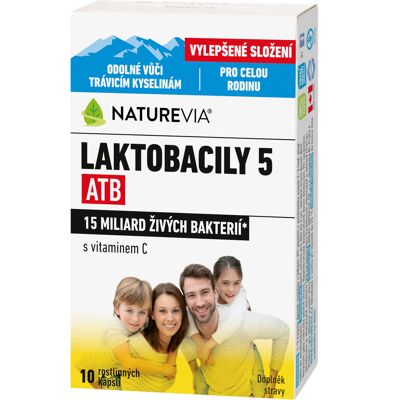 NATUREVIA Laktobacily "5" ATB Imunita s vitamínom C 10 kapsúl NATUREVIA Laktobacily "5" ATB Imunita s vitamínom C 10 kapsúl