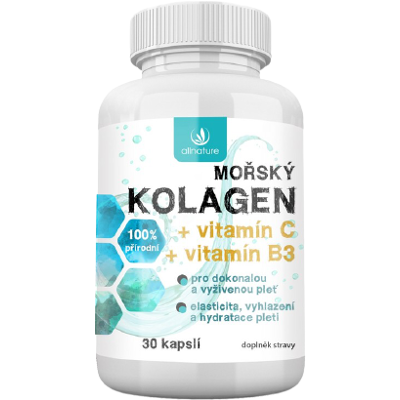 ALLNATURE Morský kolagén + vitamín C + vitamín B3, 30 kapslí ALLNATURE Morský kolagén + vitamín C + vitamín B3, 30 kapslí
