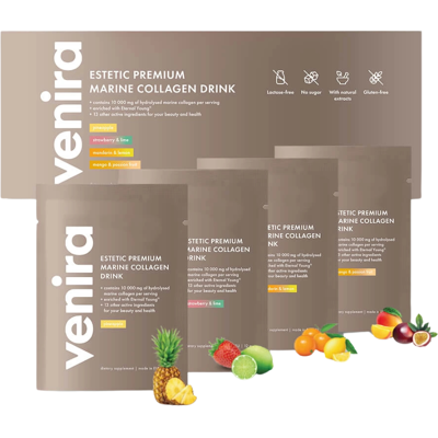 VENIRA ESTETIC PREMIUM kolagénový drink na vlasy, nechty a pleť mix príchutí 40 x 12 g VENIRA ESTETIC PREMIUM kolagénový drink na vlasy, nechty a pleť mix príchutí 40 x 12 g