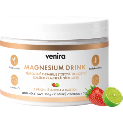 VENIRA Magnesium drink jahoda+limetka 120 g VENIRA Magnesium drink jahoda+limetka 120 g