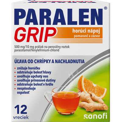 PARALEN Grip Horúci nápoj pomaranč a zázvor 12 vrecúšok PARALEN Grip Horúci nápoj pomaranč a zázvor 12 vrecúšok