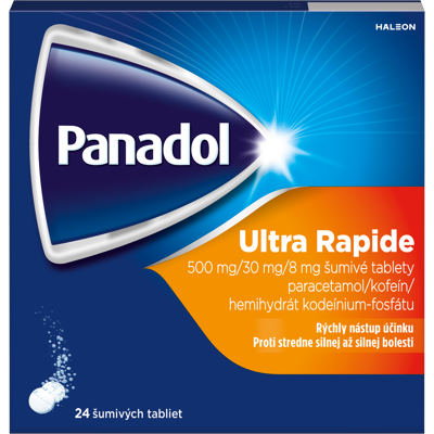 PANADOL Ultra Rapide šumivé tablety, stredne silná až silná bolesť 24 šumivých tabliet PANADOL Ultra Rapide šumivé tablety, stredne silná až silná bolesť 24 šumivých tabliet