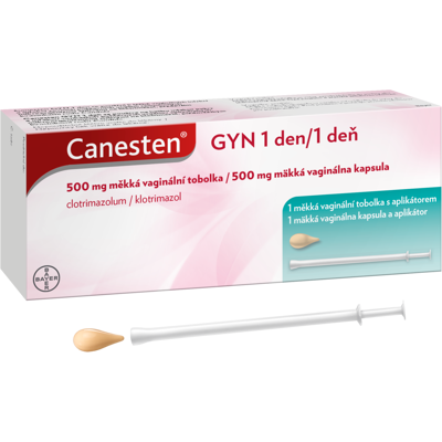 CANESTEN GYN 1 deň 500 mg, mäkká vaginálna kapsula 1 ks CANESTEN GYN 1 deň 500 mg, mäkká vaginálna kapsula 1 ks