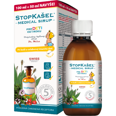 DR.WEISS STOPKAŠEĽ Medical sirup od 1 roku 150 ml DR.WEISS STOPKAŠEĽ Medical sirup od 1 roku 150 ml