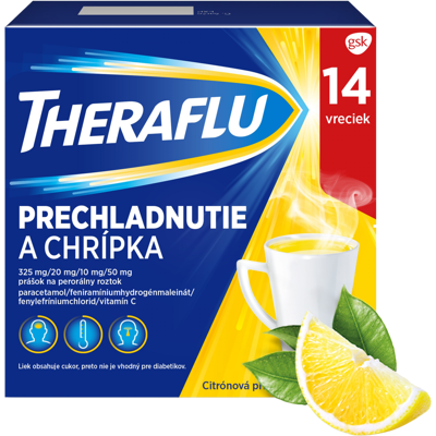 THERAFLU prechladnutie a chrípka horúci nápoj 14 vrecúšok THERAFLU prechladnutie a chrípka horúci nápoj 14 vrecúšok