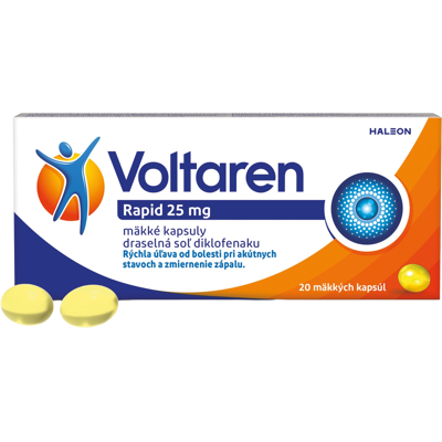 VOLTAREN Rapid 25 mg mäkké kapsuly pre rýchlu uľavu od bolesti s protizápalovým účinkom 20 mäkkých kapsúl VOLTAREN Rapid 25 mg mäkké kapsuly pre rýchlu uľavu od bolesti s protizápalovým účinkom 20 mäkkých kapsúl