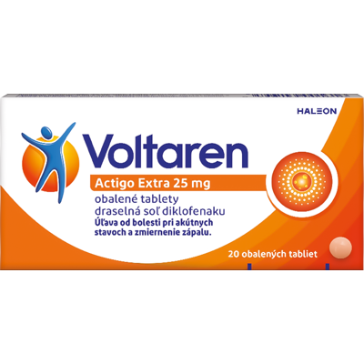 VOLTAREN Actigo Extra 25mg na bolesť svalov a kĺbov 20 tabliet VOLTAREN Actigo Extra 25mg na bolesť svalov a kĺbov 20 tabliet