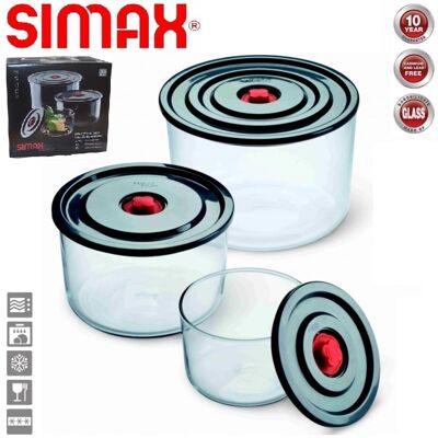 SIMAX Sklenené dózy s vrchnákom AIRTIGHT 3 ks SIMAX Sklenené dózy s vrchnákom AIRTIGHT 3 ks