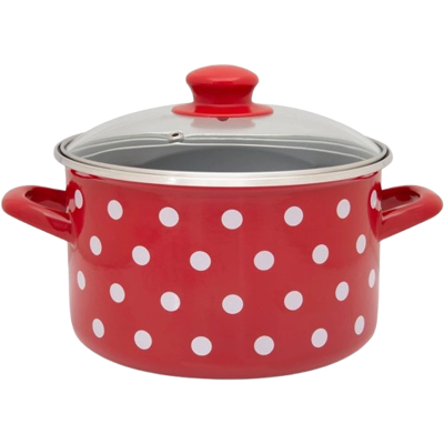METALAC Hrniec so sklenenou pokrievkou 20 cm červený, bodka, čierny vnútok 4 l METALAC Hrniec so sklenenou pokrievkou 20 cm červený, bodka, čierny vnútok 4 l