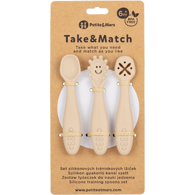 PETITE&MARS Set silikónových tréningových lyžičiek Take&Match Desert Sand 6m+ 3 ks PETITE&MARS Set silikónových tréningových lyžičiek Take&Match Desert Sand 6m+ 3 ks
