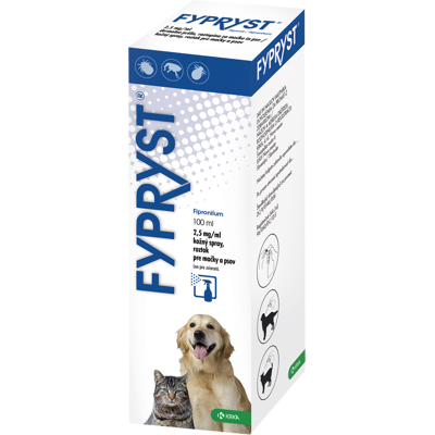 FYPRYST 2,5 mg/ml Kožný sprej - roztok pre mačky a psov 100 ml FYPRYST 2,5 mg/ml Kožný sprej - roztok pre mačky a psov 100 ml