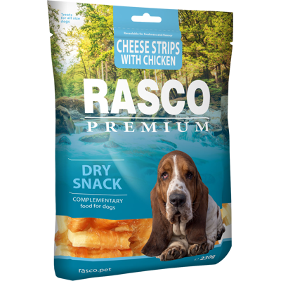 RASCO Pochúťka Premium kuracie obalené syrové, pásiky 230 g RASCO Pochúťka Premium kuracie obalené syrové, pásiky 230 g