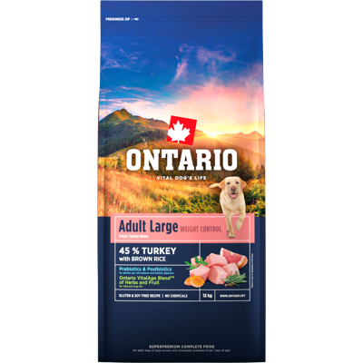 ONTARIO Krmivo Large Weight Control Turkey & Brown Rice 12 kg ONTARIO Krmivo Large Weight Control Turkey & Brown Rice 12 kg